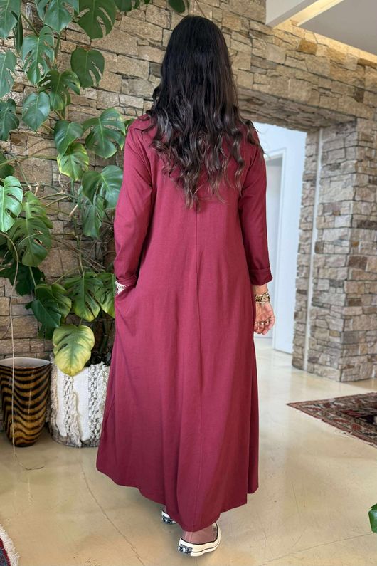 Made in Italy Oscar Midaxi Swing Dress Burgundy